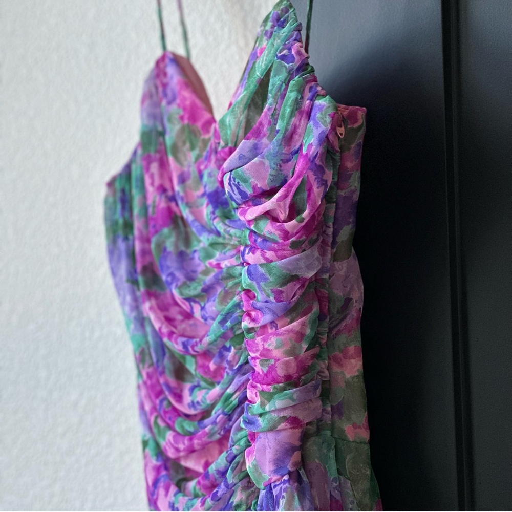 Multicolor Ruched Special-Occasion Dress - Size Not Marked